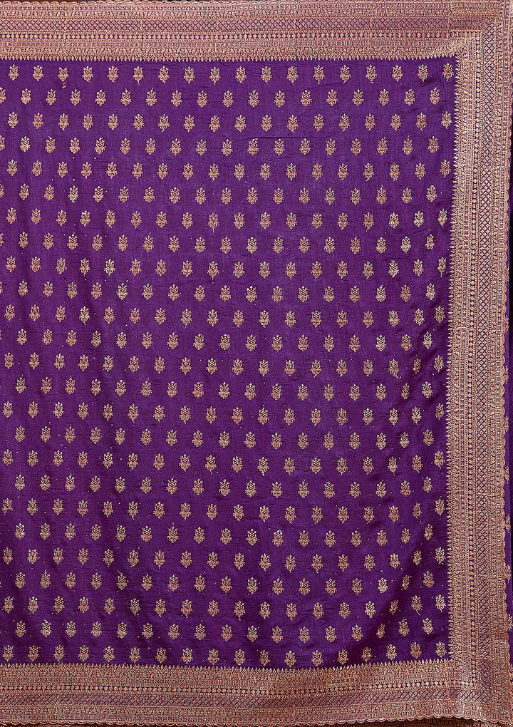 Purple Zariwork (Antique) Soft Raw Silk Saree