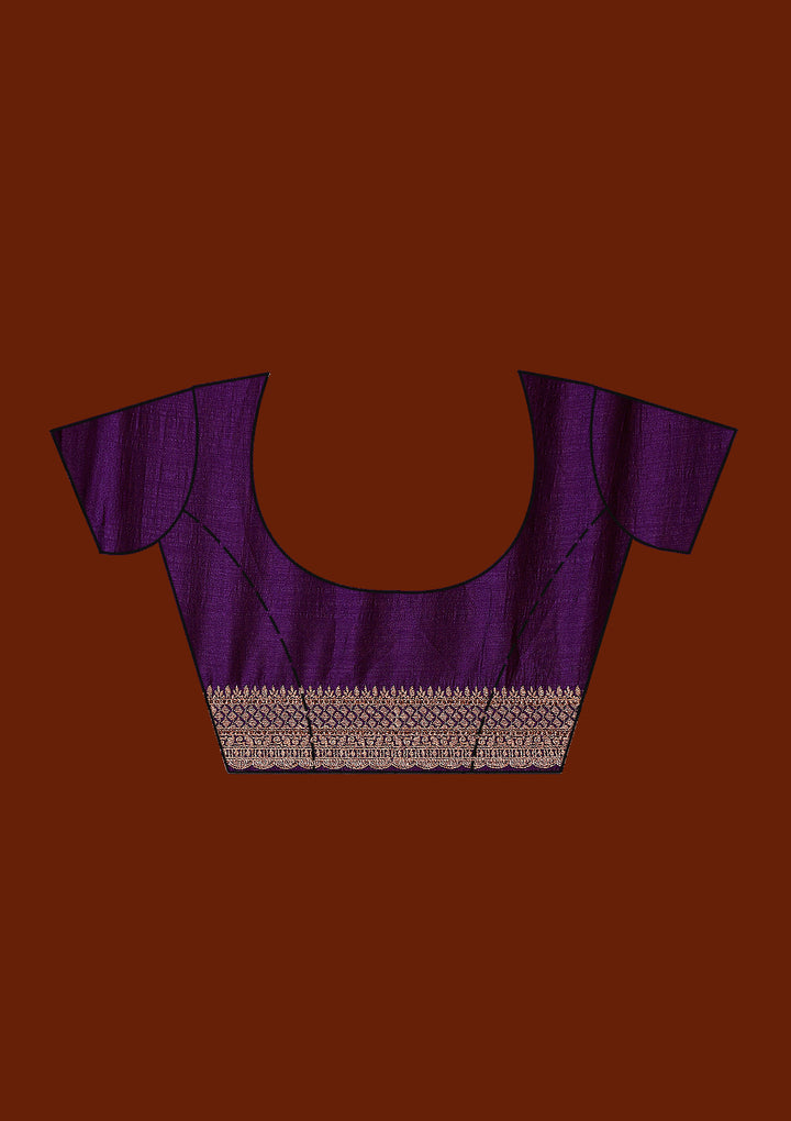 Purple Zariwork (Antique) Soft Raw Silk Saree