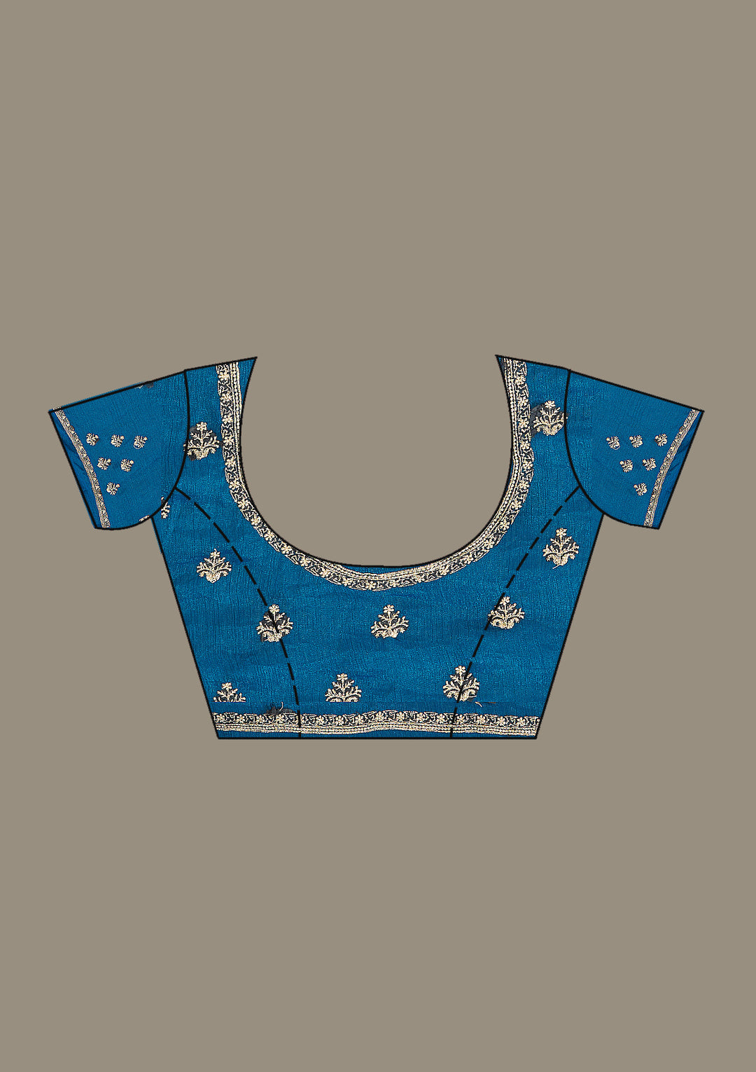 Peacock Blue Zariwork (Gold) Tissue Saree