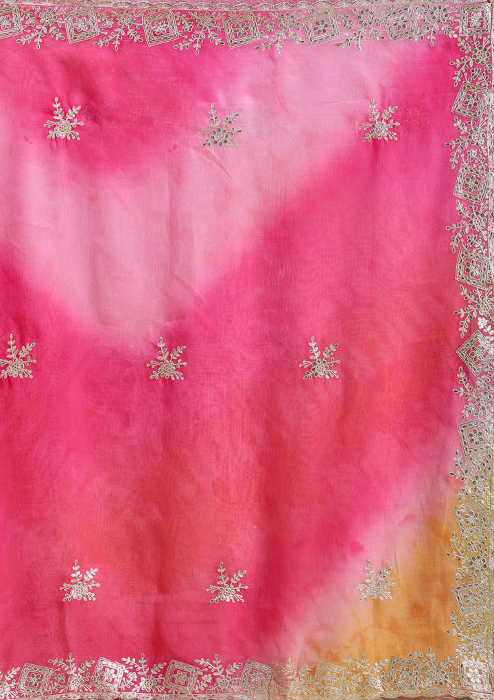 Pink Gotapatti Crepe Saree