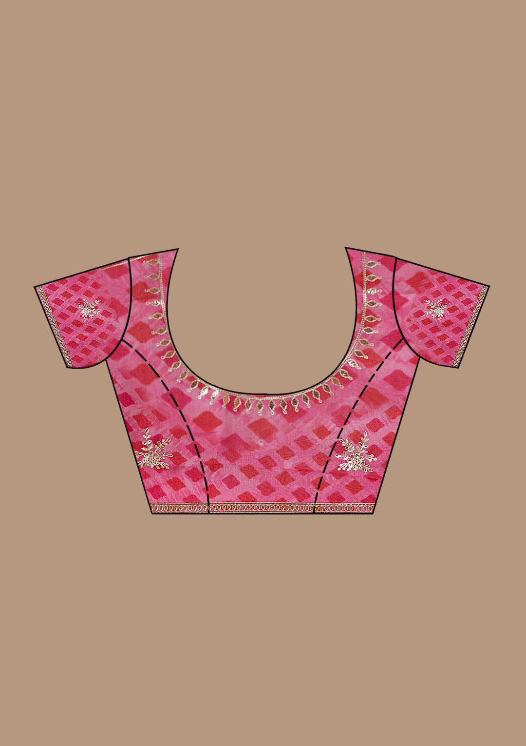 Pink Gotapatti Crepe Saree