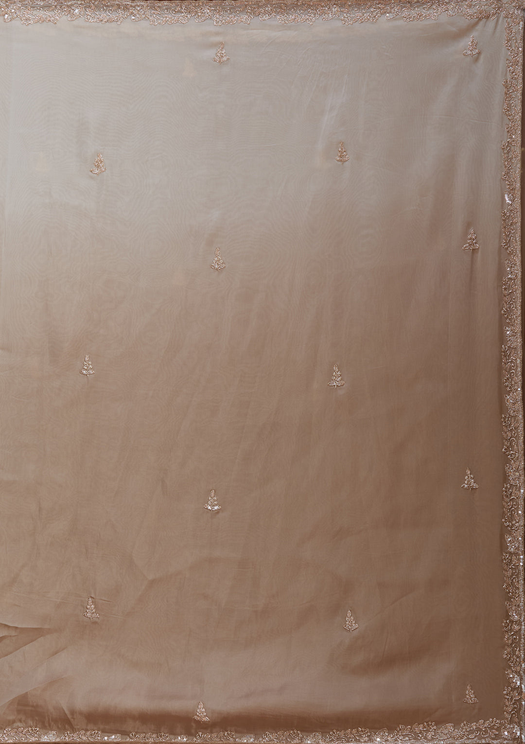 Beige Cutdana Silk Saree