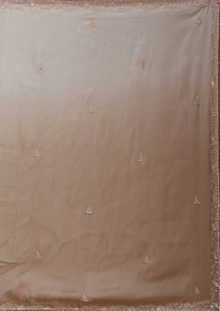 Beige Cutdana Silk Saree