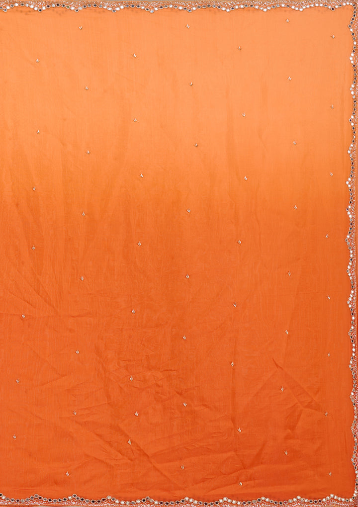 Orange Cutdana Satin Saree