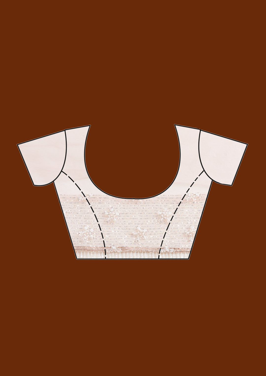Beige Sequins Net Saree