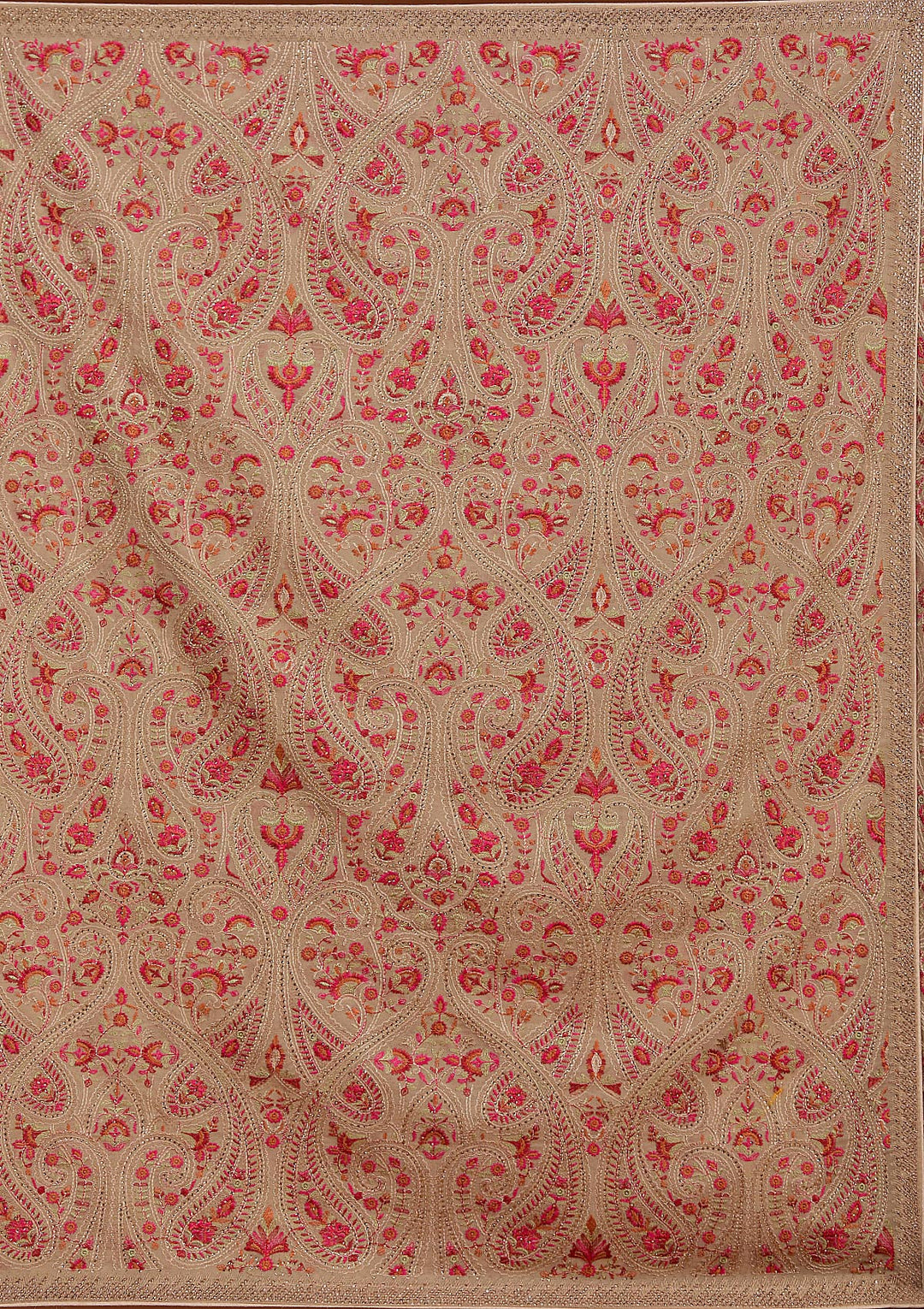 Beige Kashmiri Georgette Saree