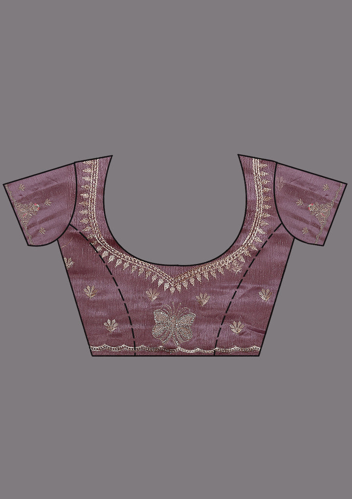 Lavender Stonework (Gold) Organza Saree