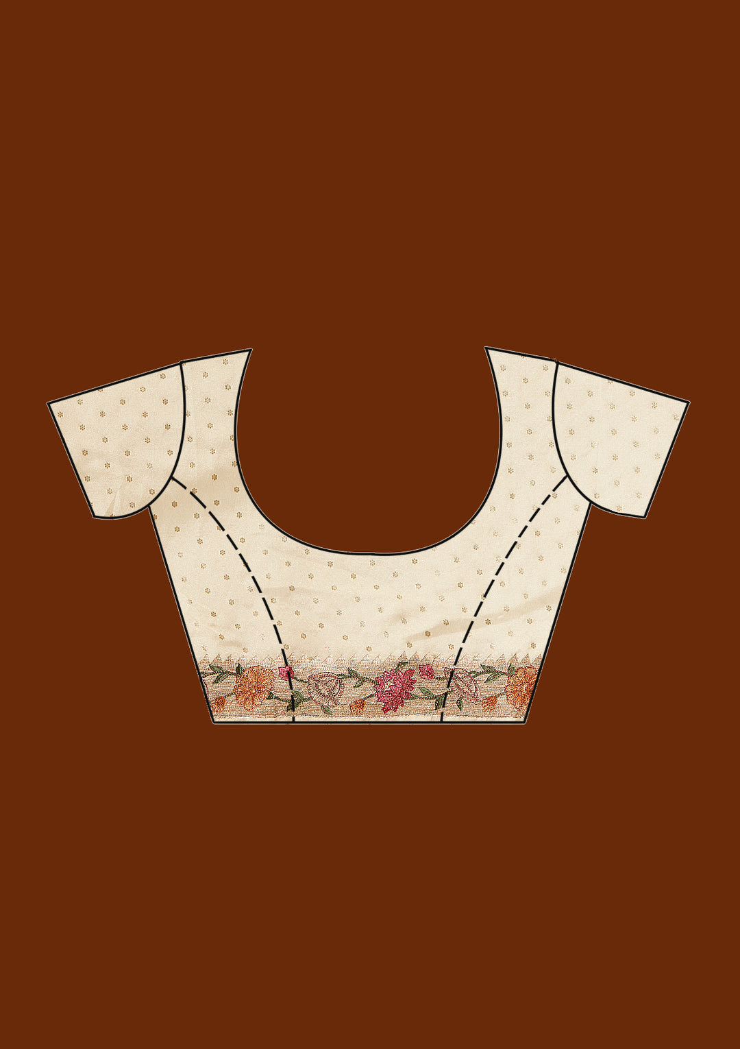 Cream Threadwork Tissue Saree