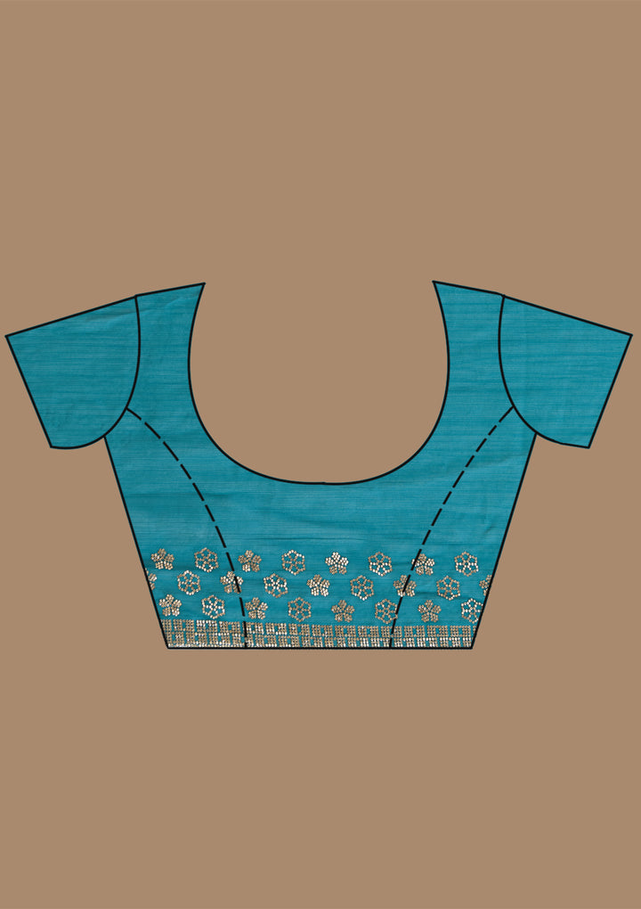 Peacock Blue Stonework (Gold) Chiffon Saree