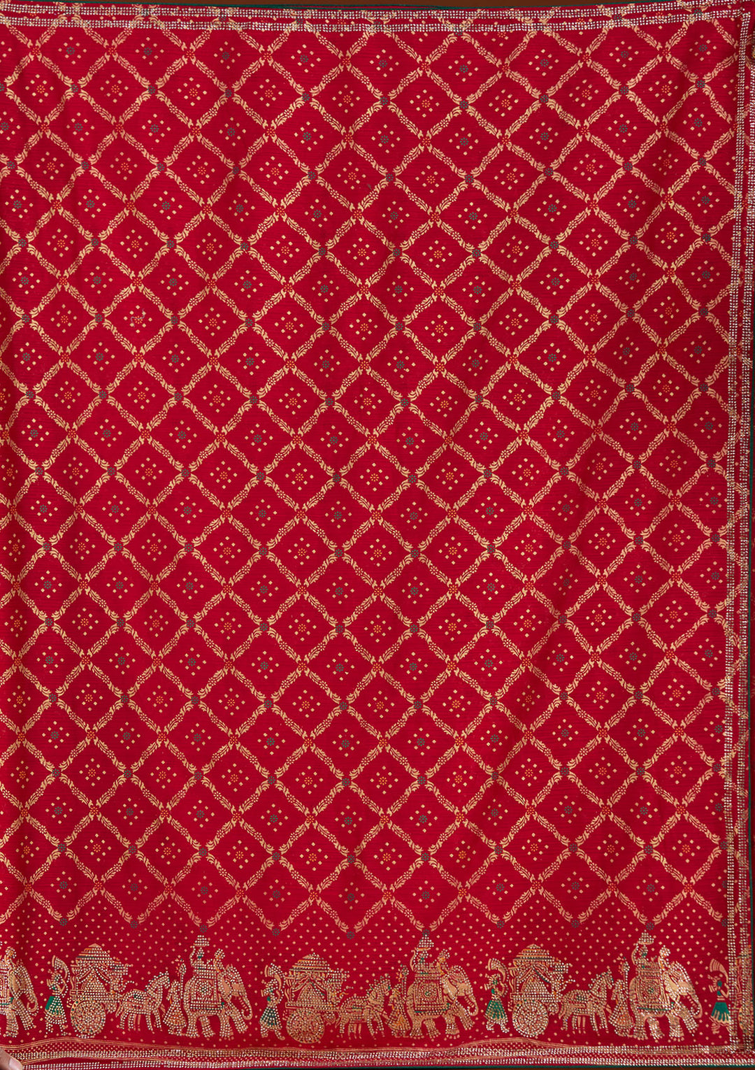 Red Stonework (Gold) Georgette Saree