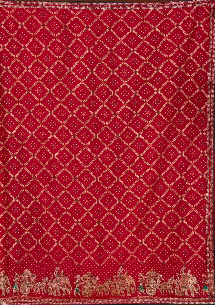 Red Stonework (Gold) Georgette Saree