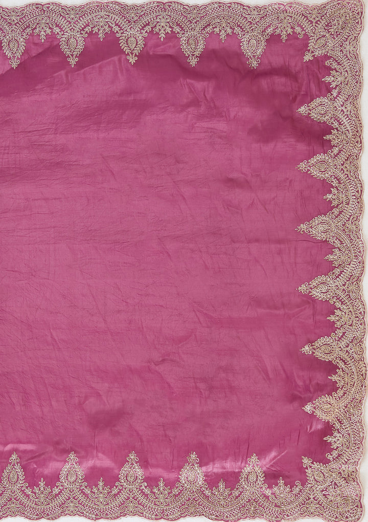Mauve Threadwork Organza Saree