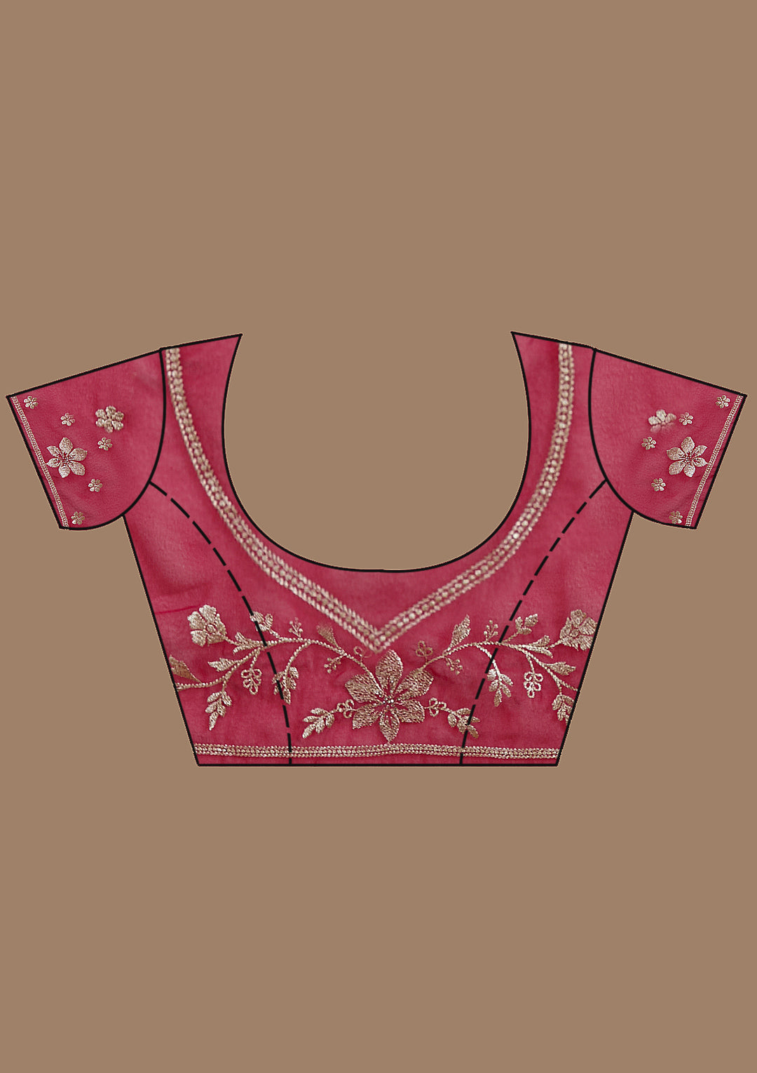 Rani Pink Zariwork (Gold) Georgette Saree