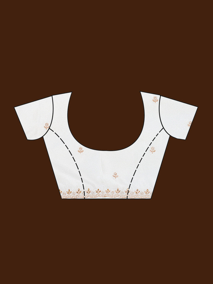 Cream Zariwork (Gold) Chinon Saree