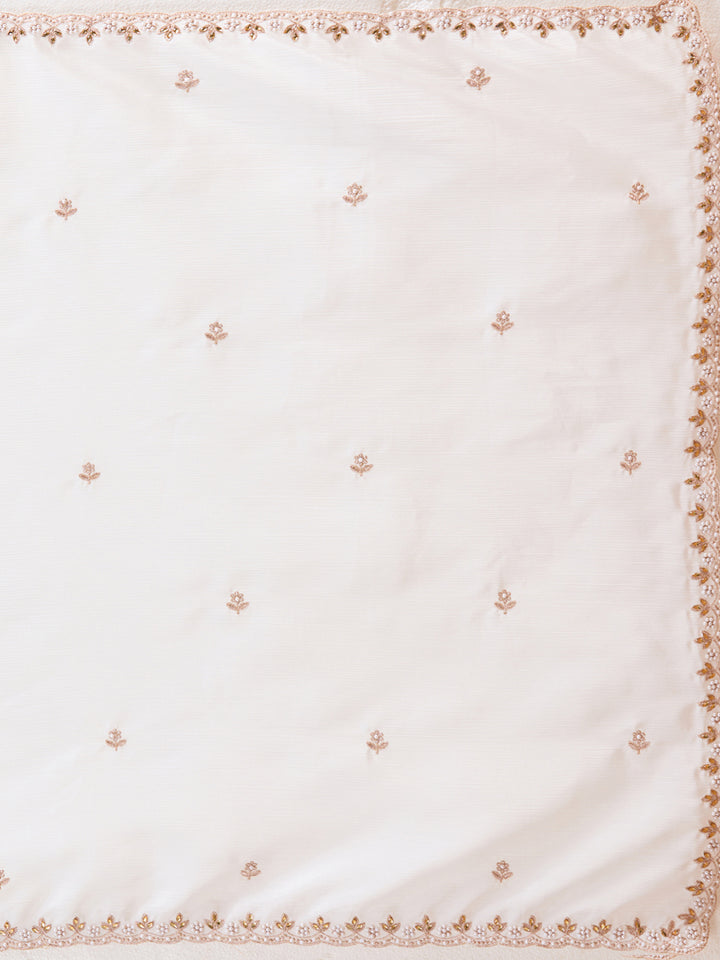 Cream Zariwork (Gold) Chinon Saree