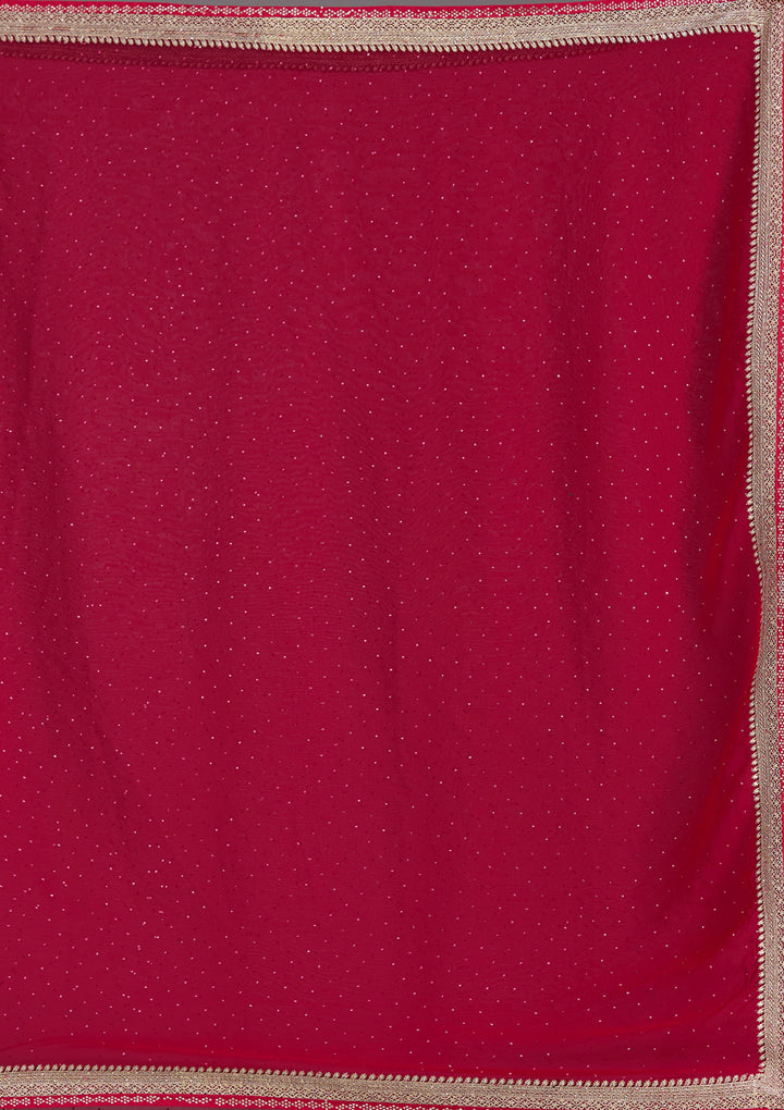 Rani Pink Zariwork (Silver) Georgette Saree