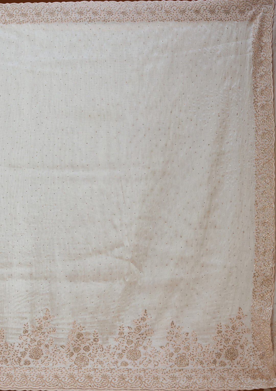 Cream Cording Tissue Saree