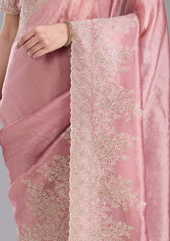 Onion Pink Cording Tissue Saree