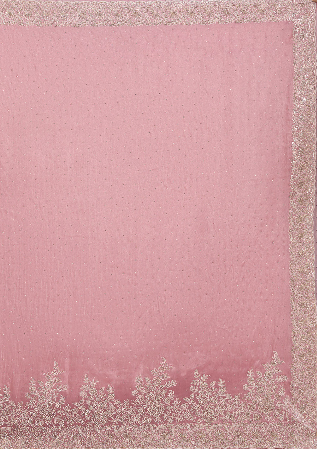 Onion Pink Cording Tissue Saree