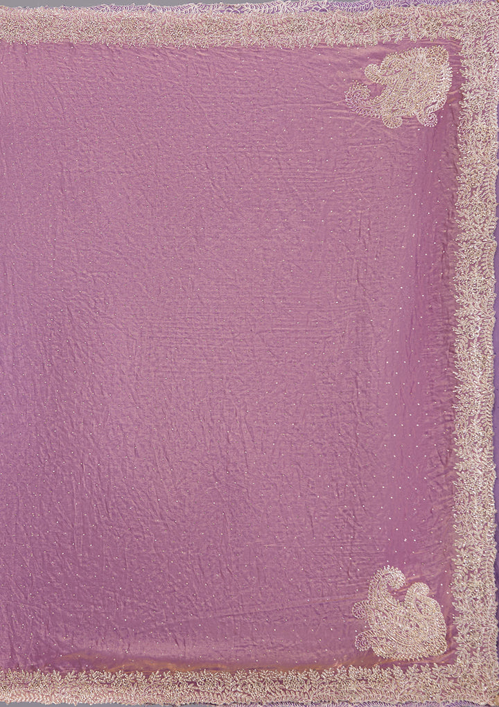 Dark Lavender Stonework (Gold) Tissue Saree