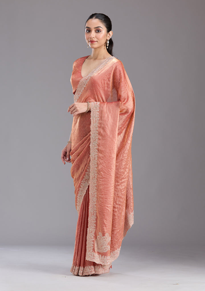 Rust Stonework (Gold) Tissue Saree