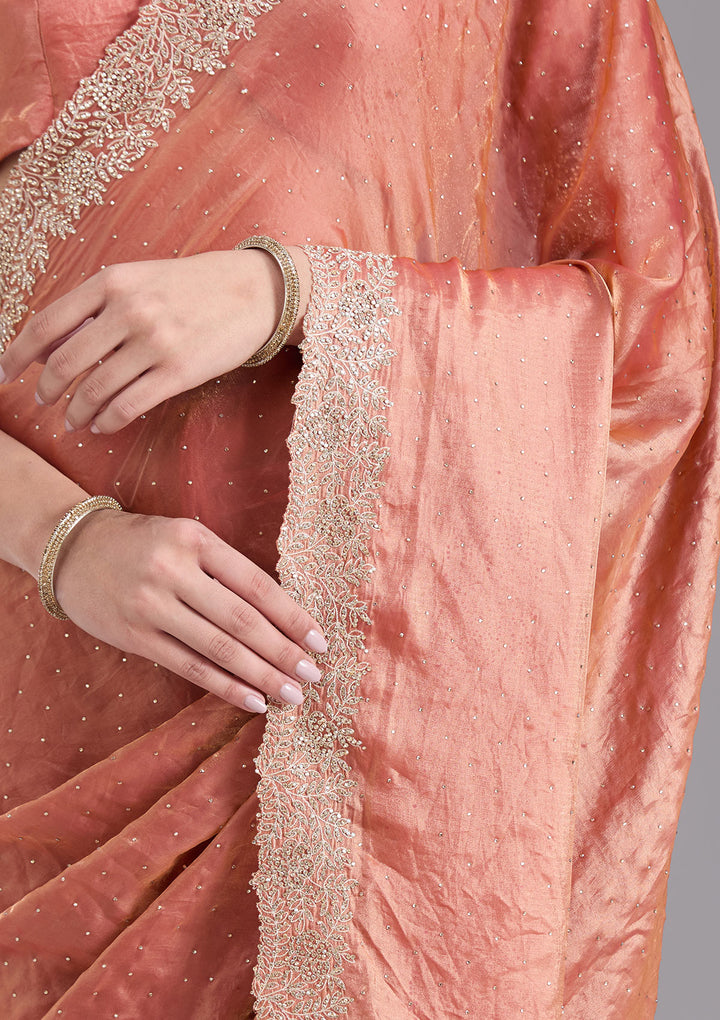 Rust Stonework (Gold) Tissue Saree