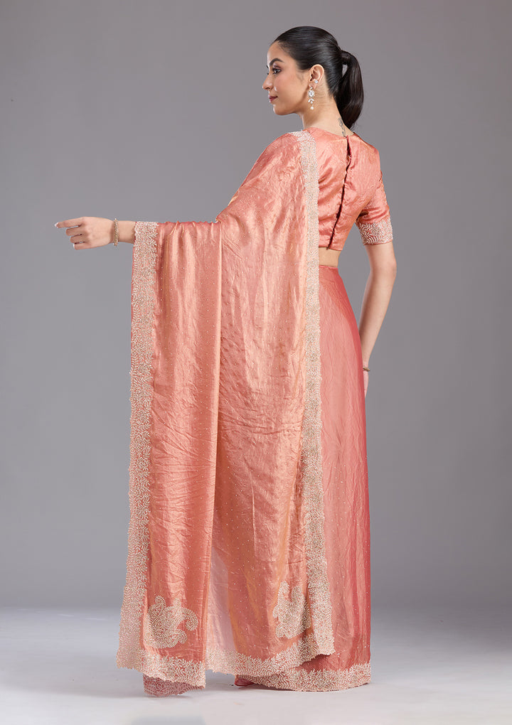 Rust Stonework (Gold) Tissue Saree