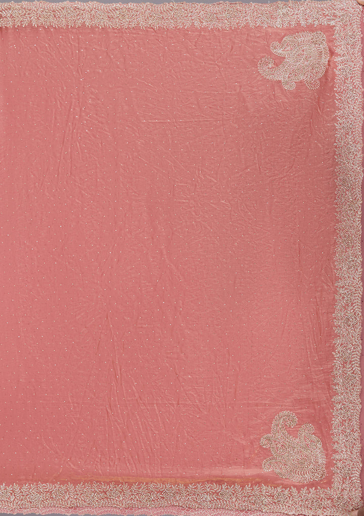 Rust Stonework (Gold) Tissue Saree