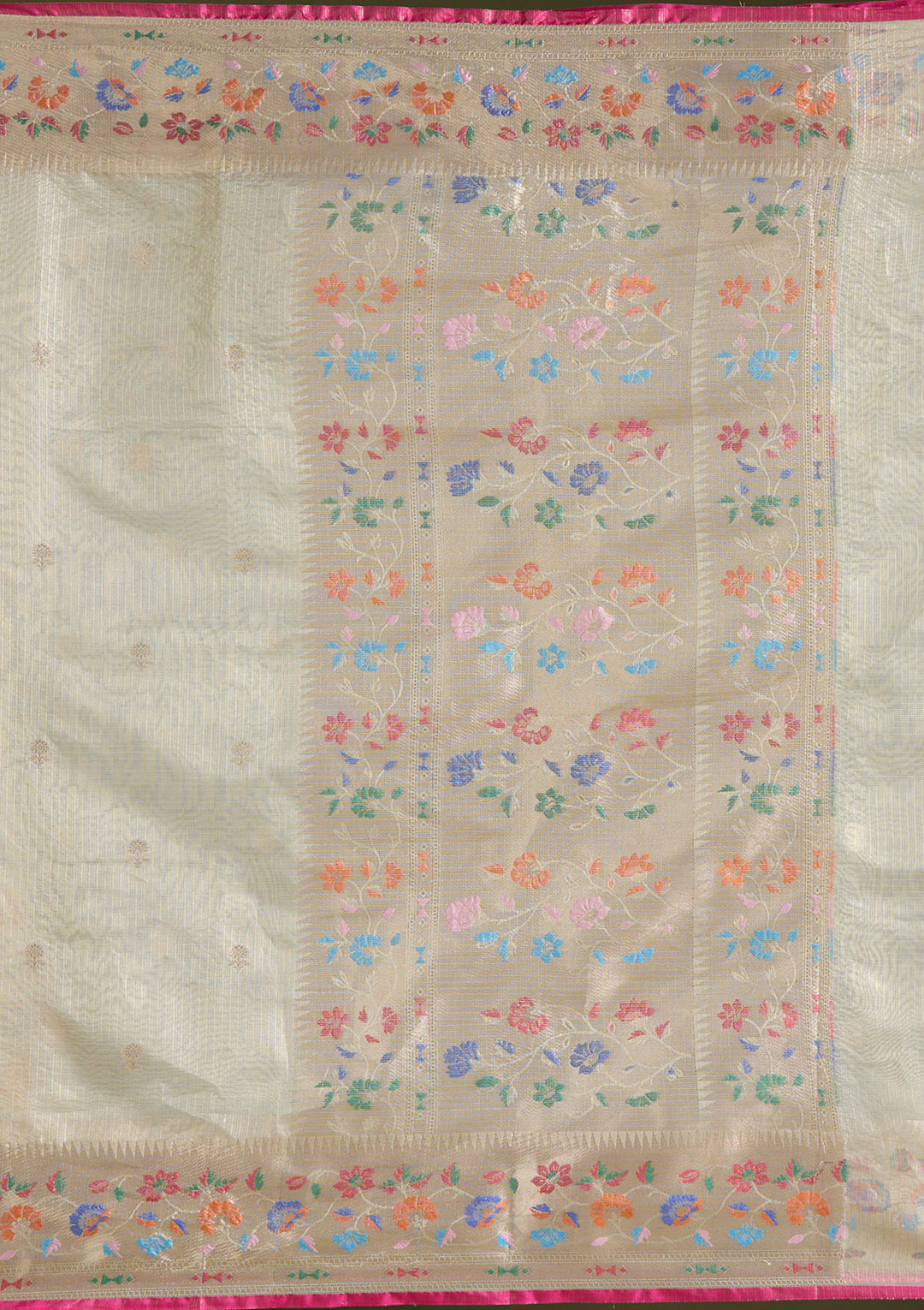 Cream Zariwork (Gold) Banarasi Silk Saree