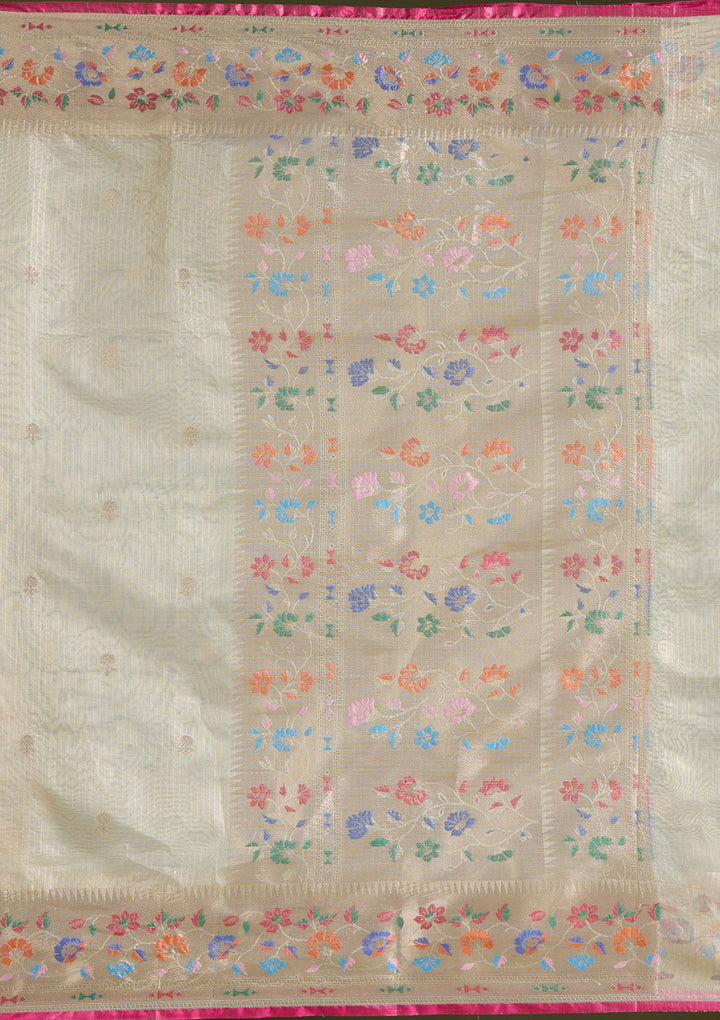 Cream Zariwork (Gold) Banarasi Silk Saree