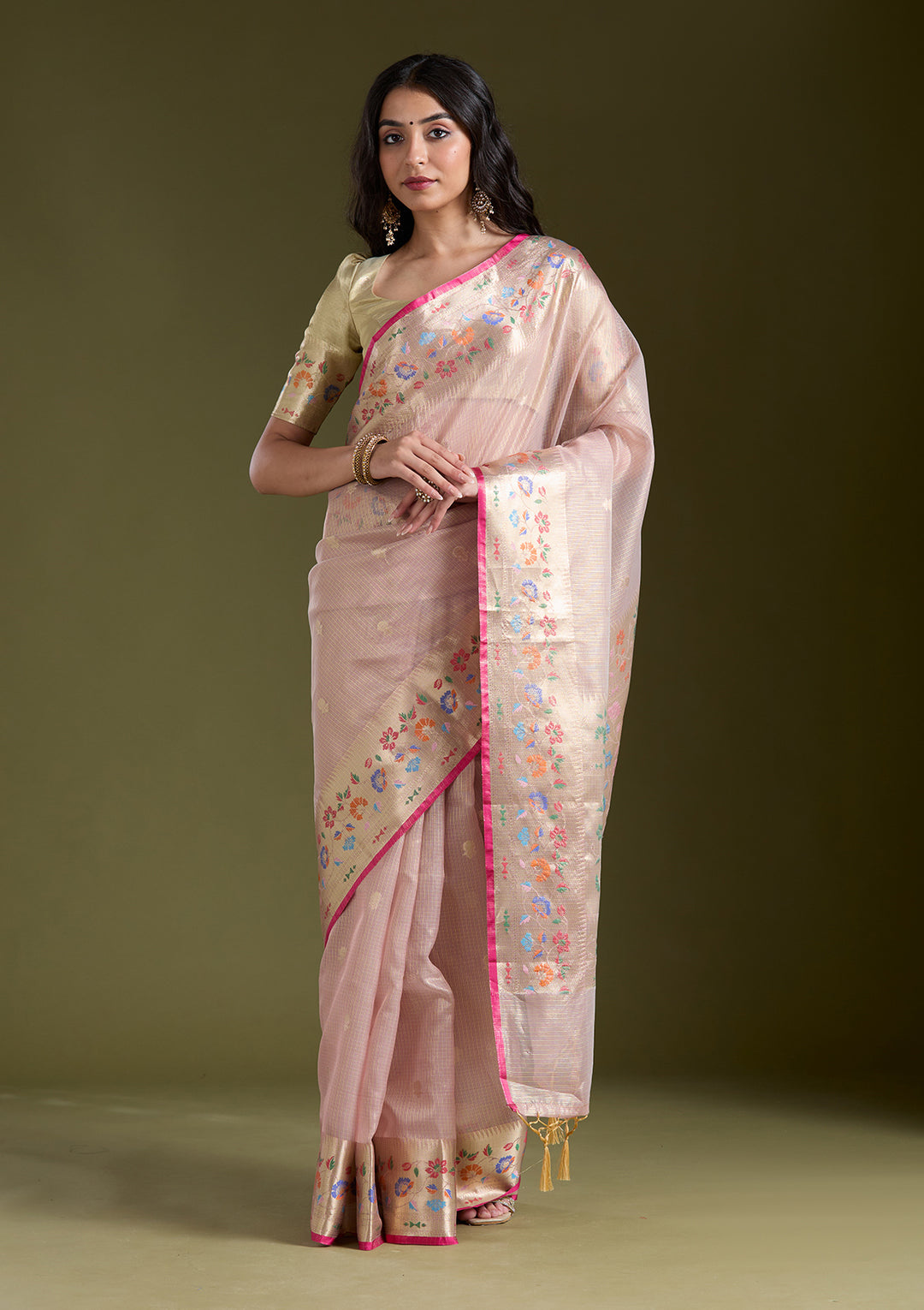 Lavender Zariwork (Gold) Banarasi Silk Saree