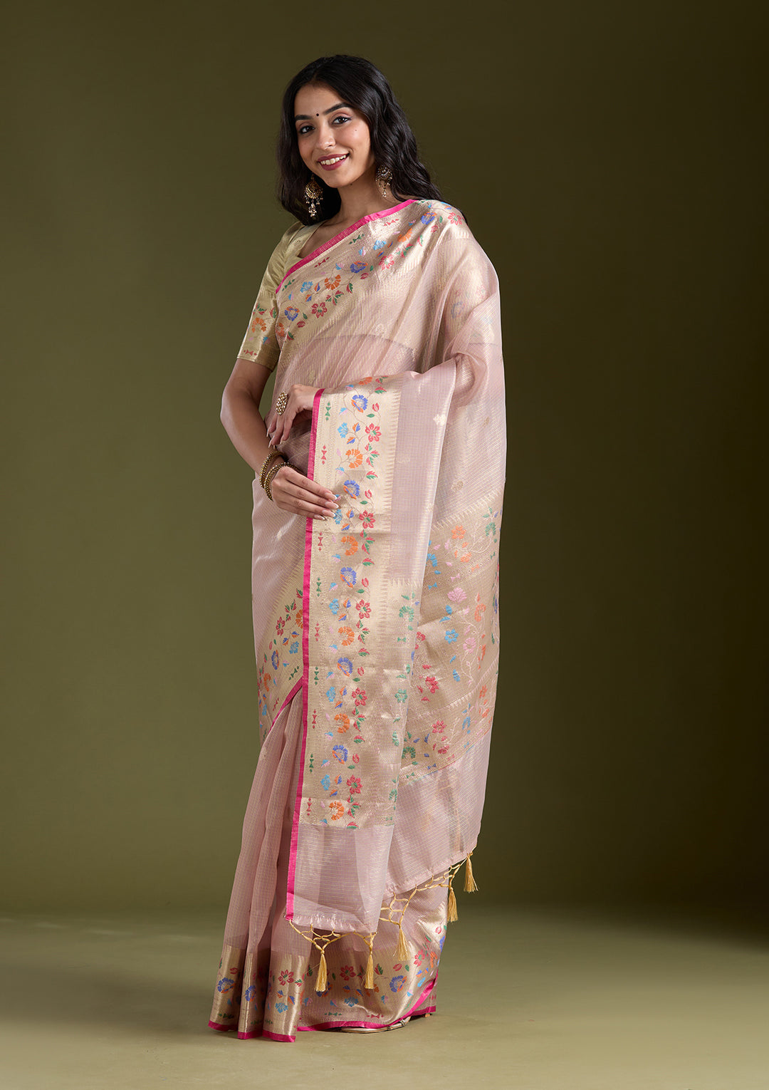 Lavender Zariwork (Gold) Banarasi Silk Saree