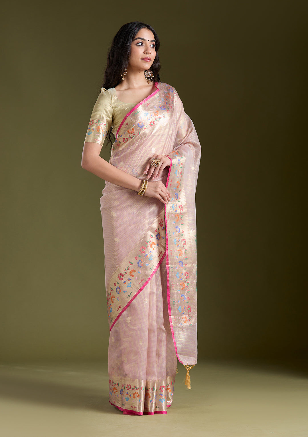 Lavender Zariwork (Gold) Banarasi Silk Saree