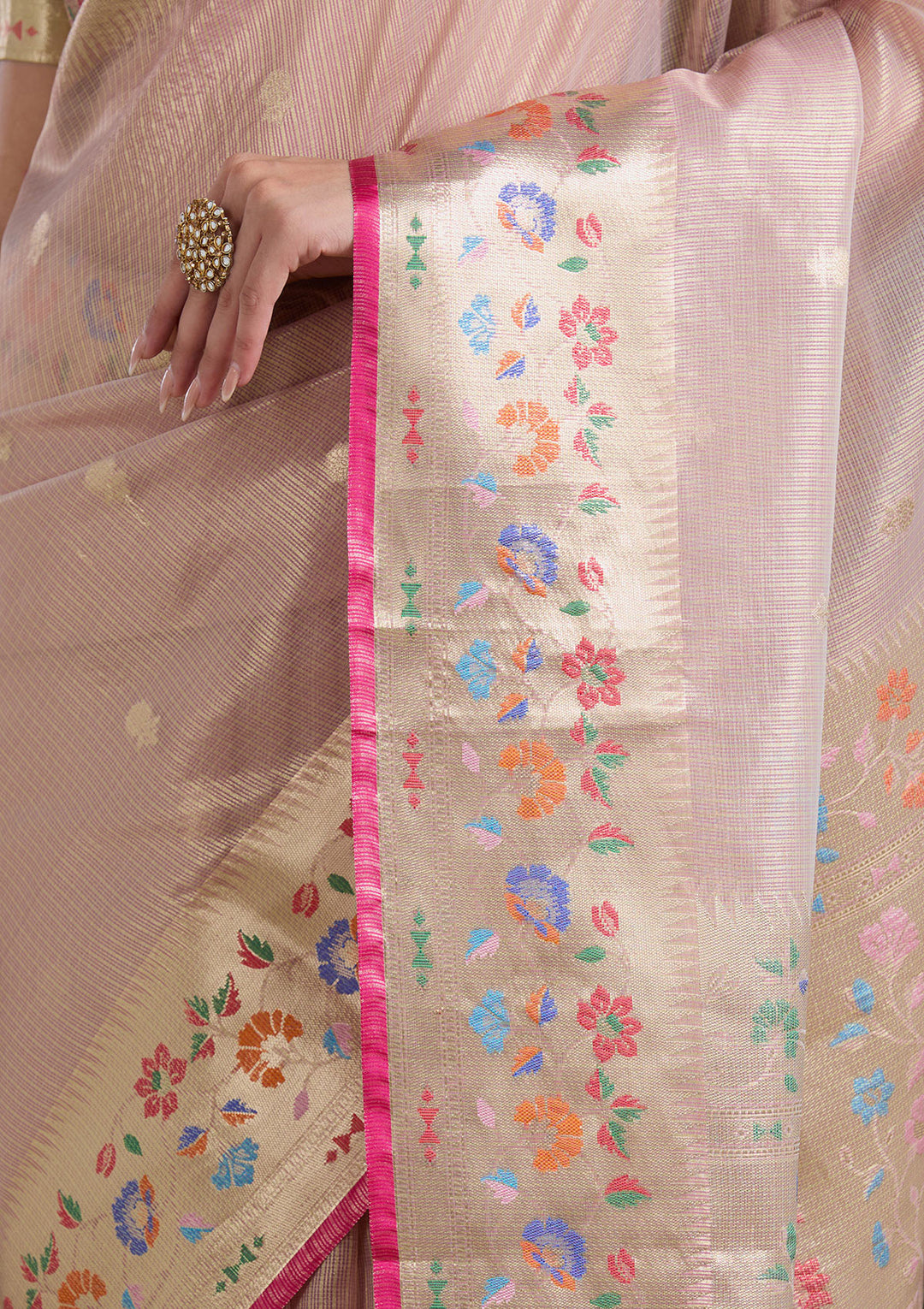 Lavender Zariwork (Gold) Banarasi Silk Saree