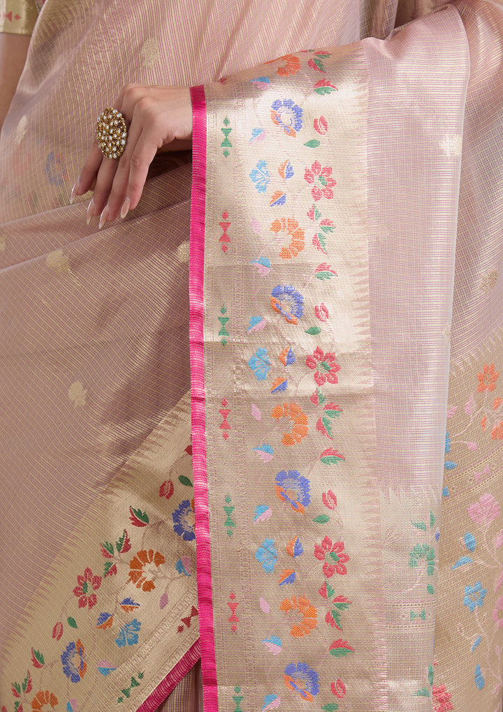 Lavender Zariwork (Gold) Banarasi Silk Saree