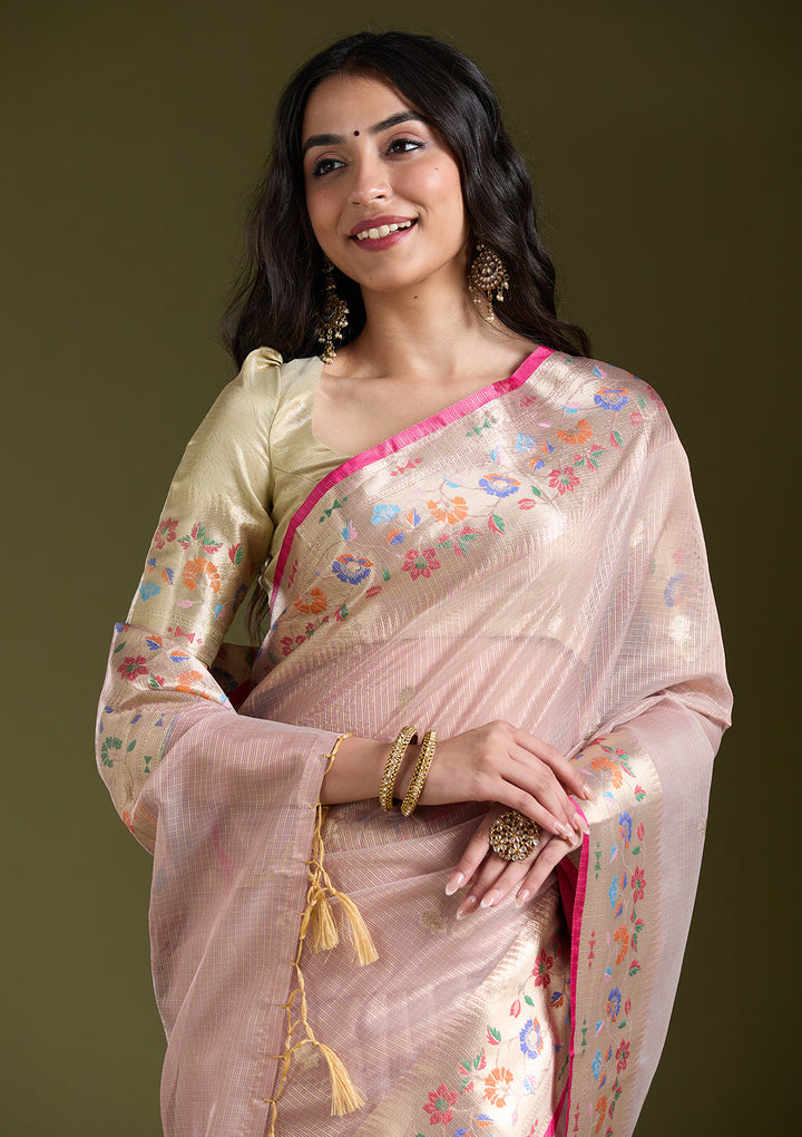 Lavender Zariwork (Gold) Banarasi Silk Saree