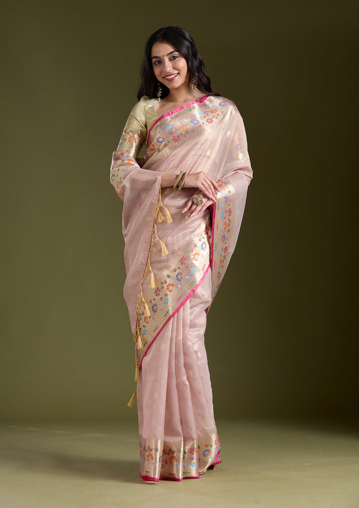 Lavender Zariwork (Gold) Banarasi Silk Saree