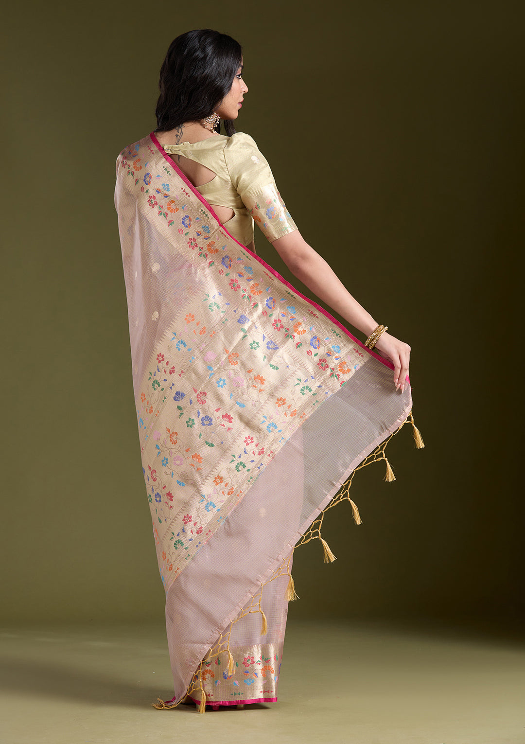 Lavender Zariwork (Gold) Banarasi Silk Saree