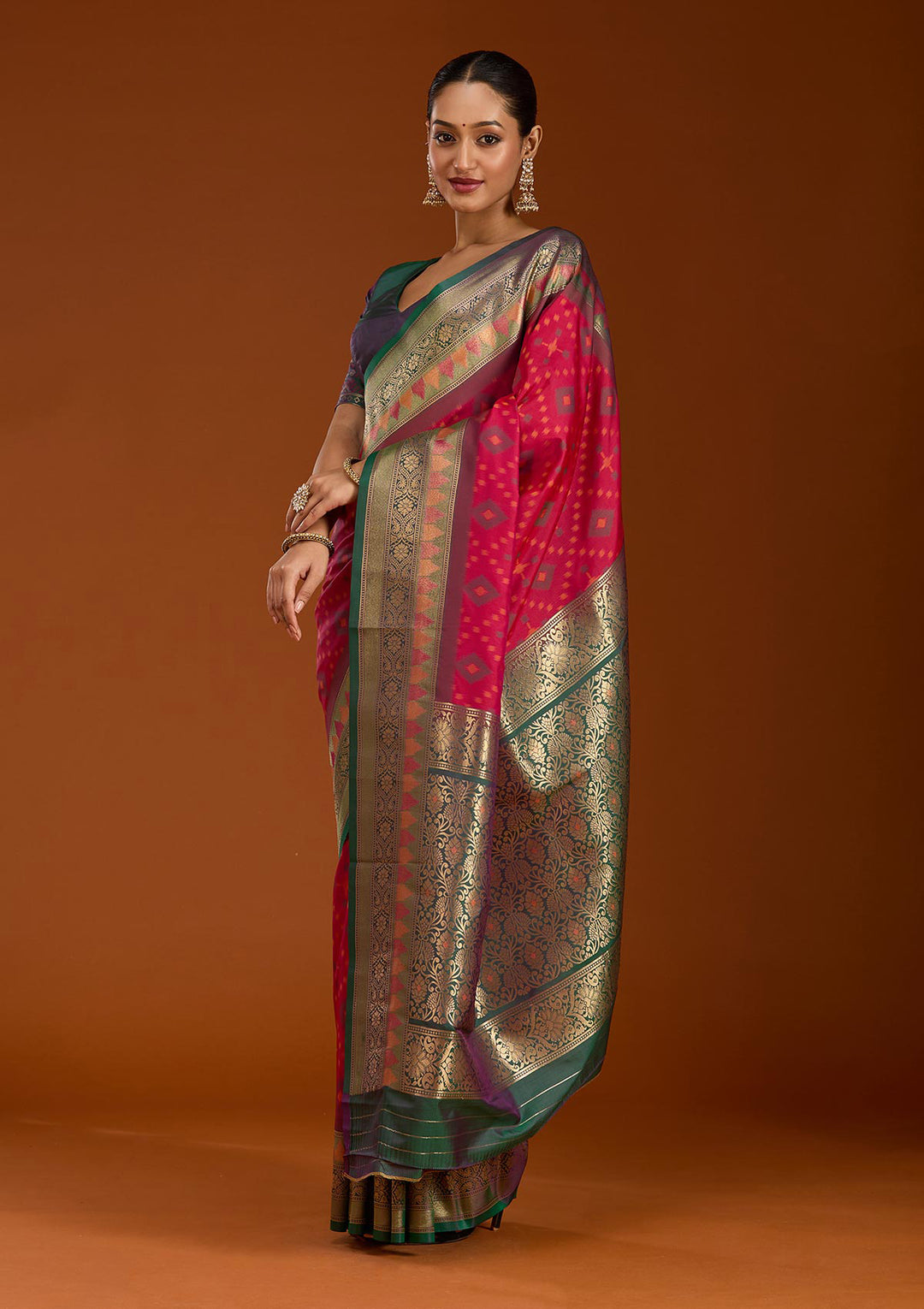 Rani Pink Pochampalli Silk Saree
