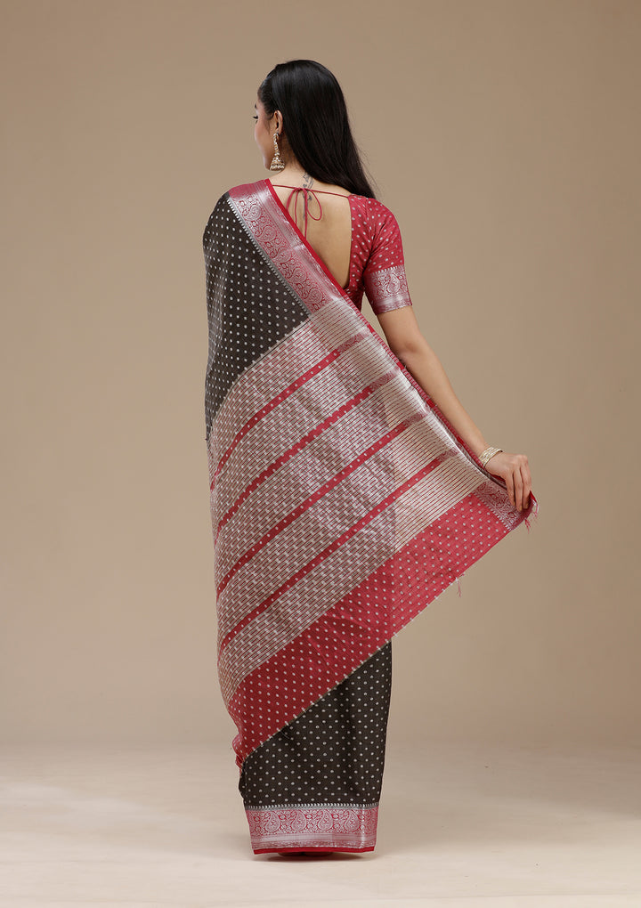 Black Cutdana Georgette Silk Saree