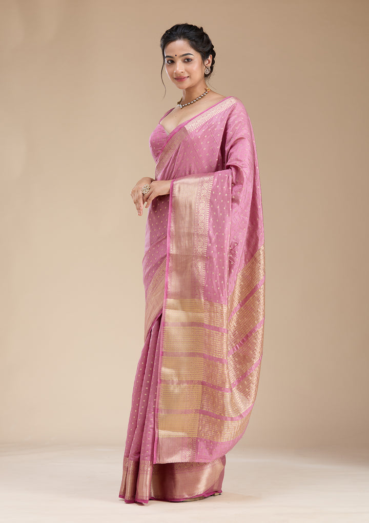 Lavender Zariwork (Gold) Tussar Silk Saree