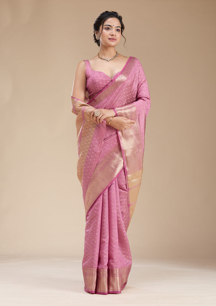 Lavender Zariwork (Gold) Tussar Silk Saree