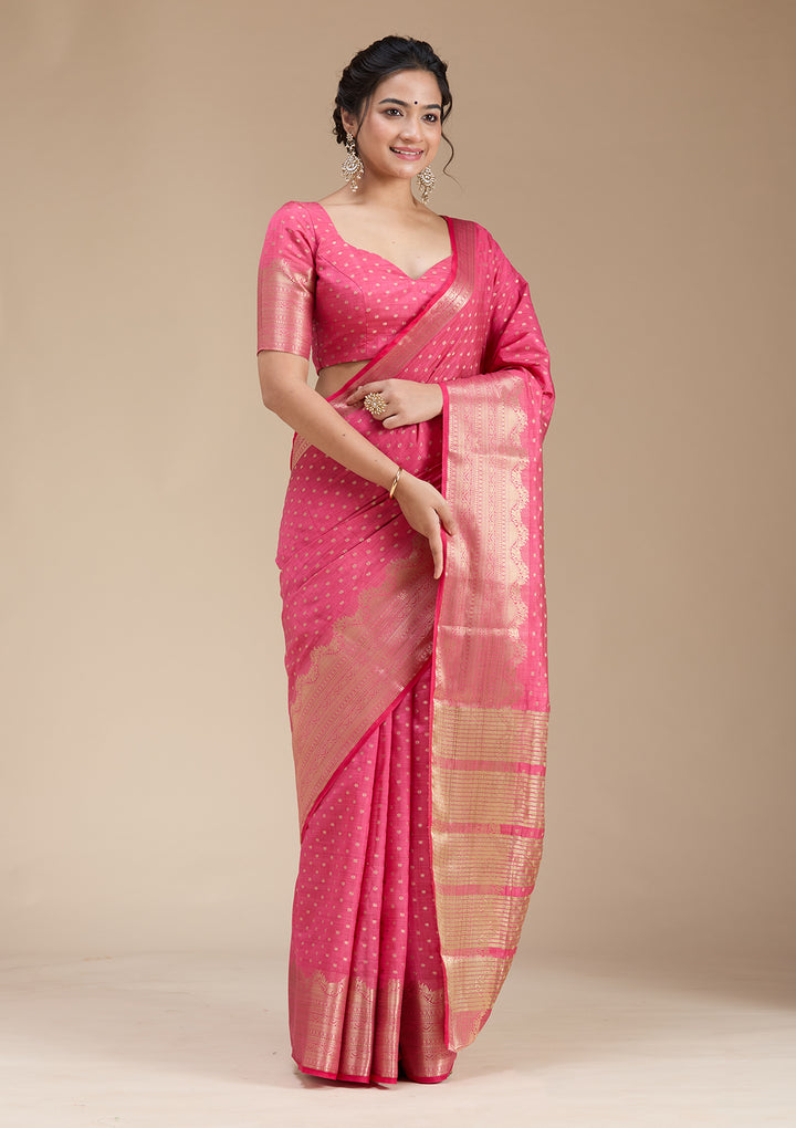 Pink Kanjivaram Silk Saree