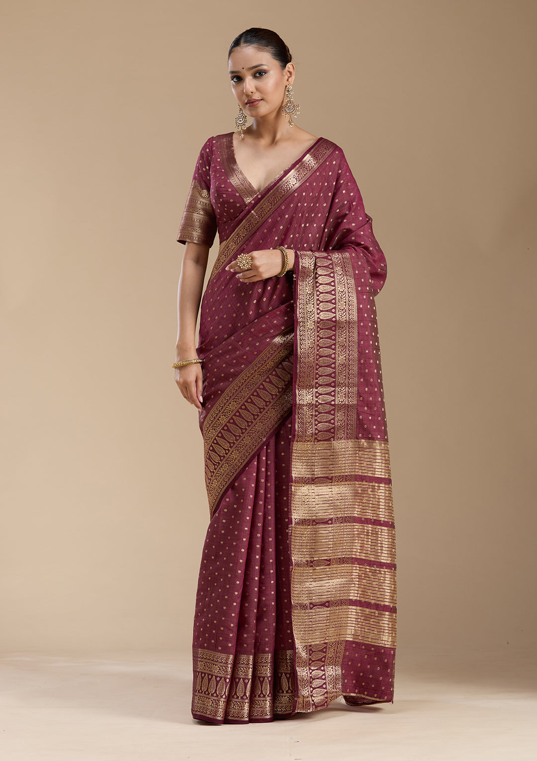 Maroon Zariwork (Gold) Silk Silk_Saree