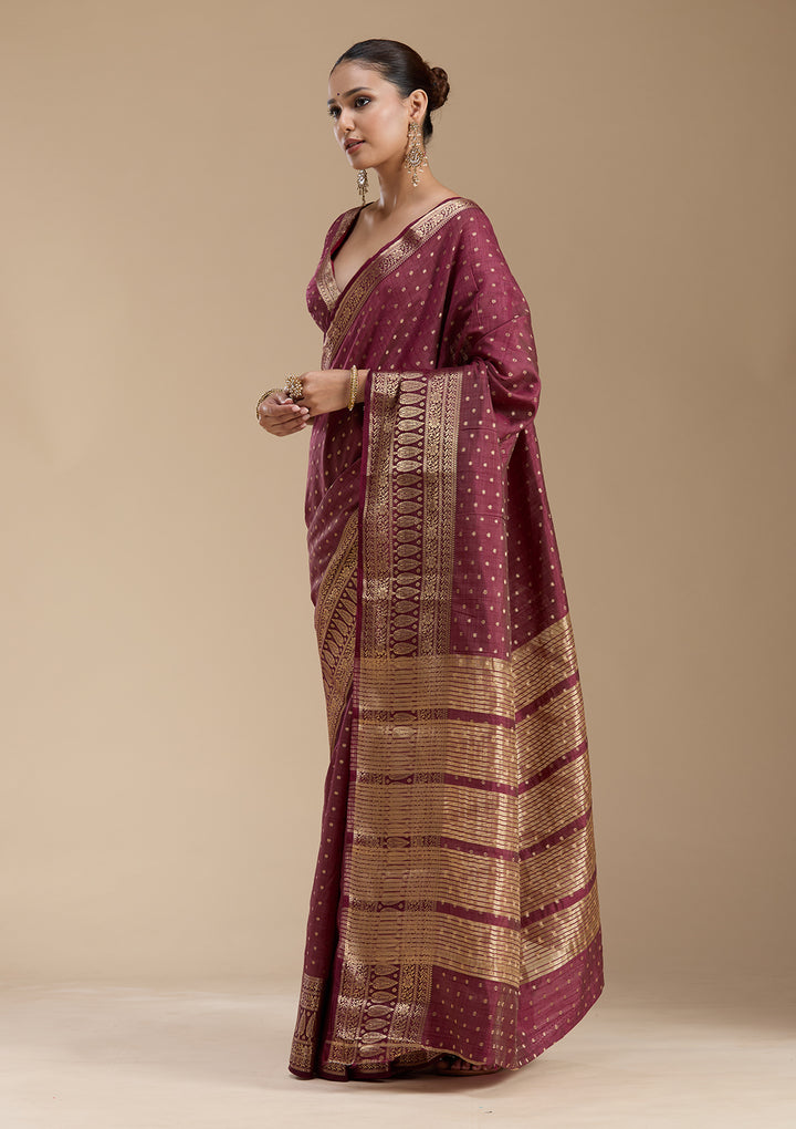 Maroon Zariwork (Gold) Silk Silk_Saree