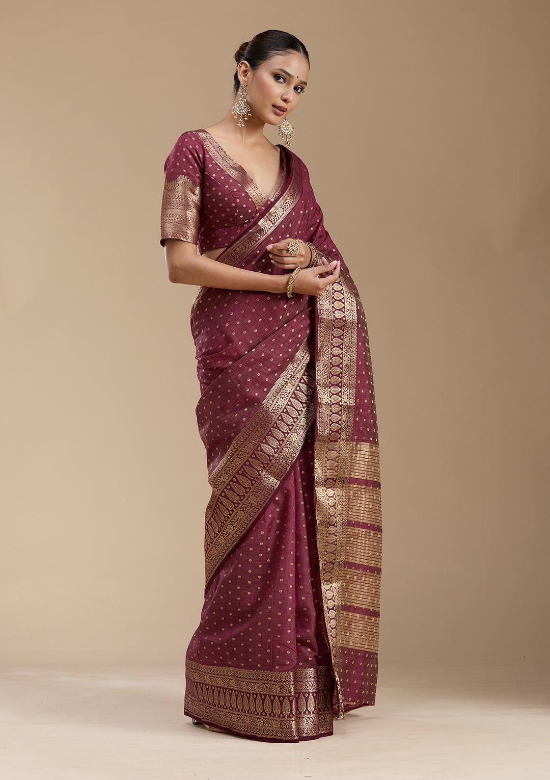 Maroon Zariwork (Gold) Silk Silk_Saree