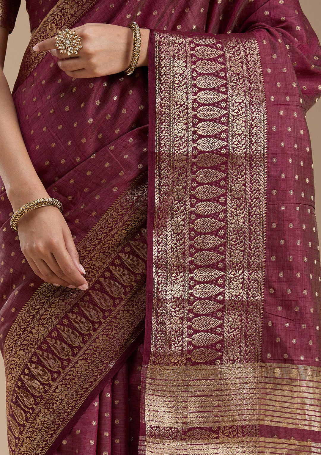 Maroon Zariwork (Gold) Silk Silk_Saree