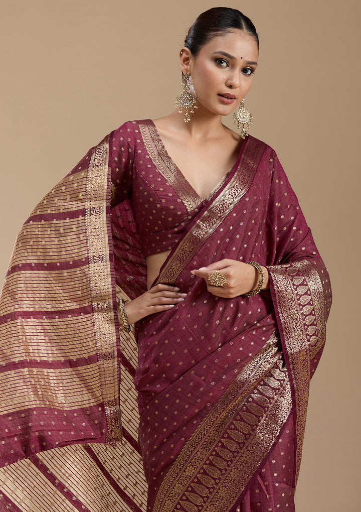 Maroon Zariwork (Gold) Silk Silk_Saree