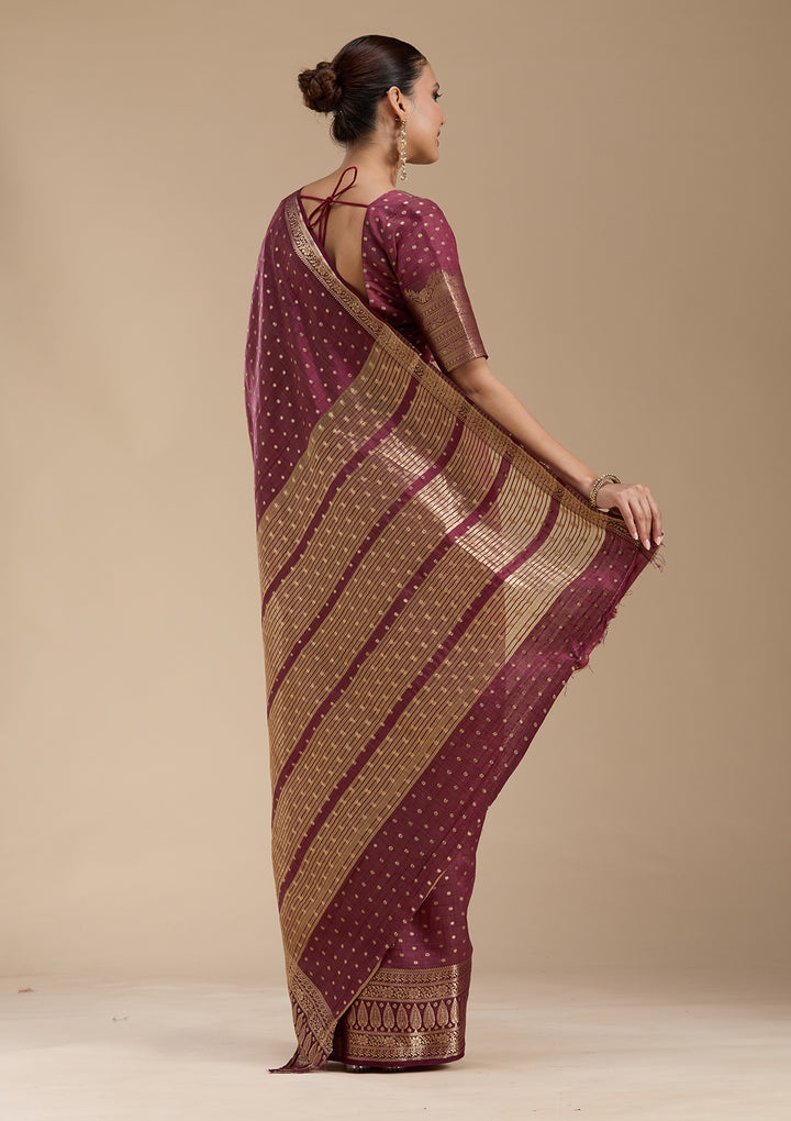 Maroon Zariwork (Gold) Silk Silk_Saree