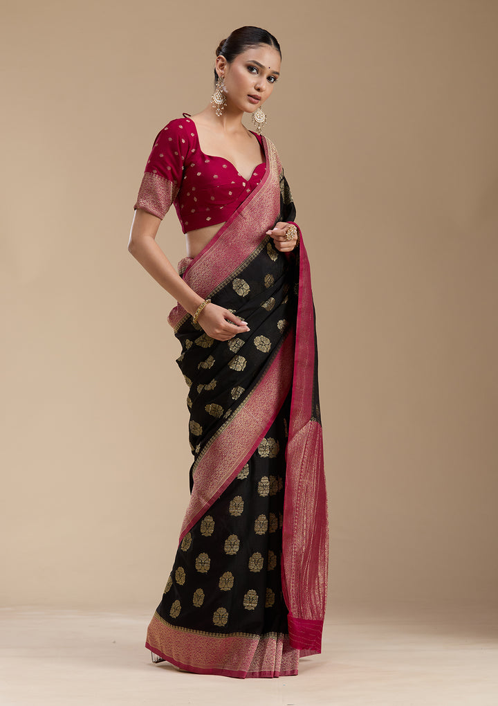 Black Zariwork (Gold) Georgette Silk_Saree